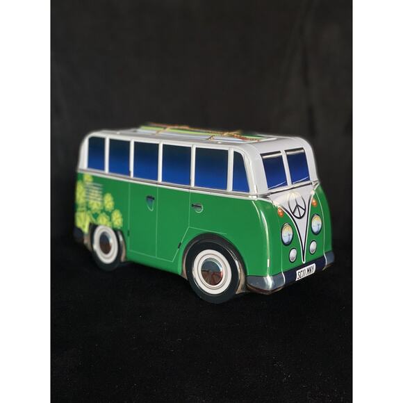Retro Tin Hippy BW Camper Cookie Jar Biscuit Box Surf VDUB Floral Beach - Picture 2 of 9
